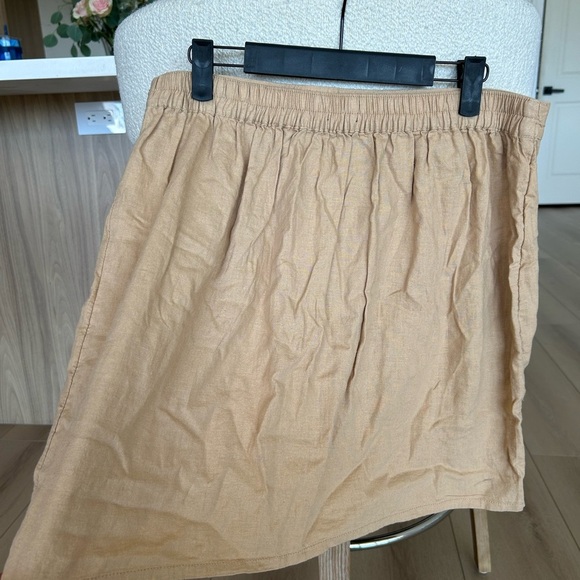 Rachel Roy Linen blend Faux Wrap Skirt Size large Beige Tan with Pocket beach - Picture 5 of 8